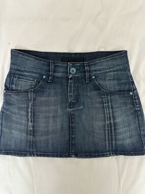 Tucci Indigo Washed Denim Mini Skirt